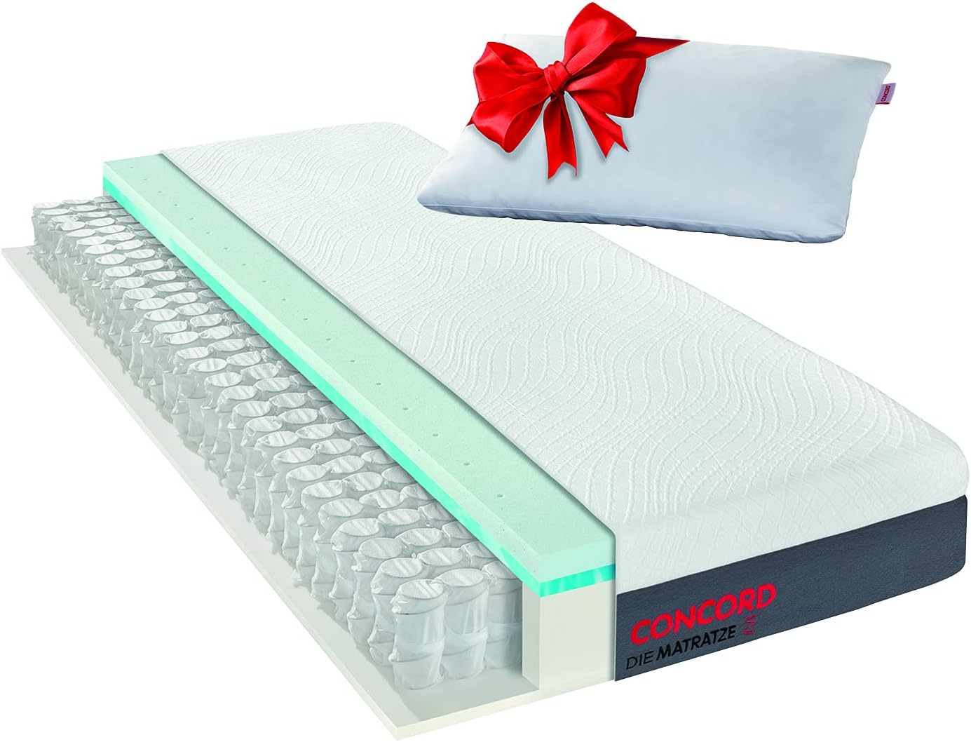 Matratzen Concord Taschenfederkernmatratze 120x200 cm Weiß – Duo Topper, Mittelfest, 24 cm