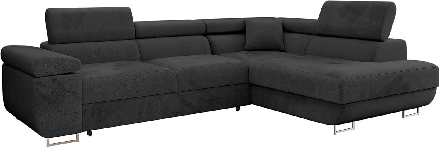 Mirjan24 Ecksofa Torezio mit Schlaffunktion, Bettkasten, Einstellbare Kopfstützen, L-Form Sofa 4-Sitzer, Manila 18, Rechts