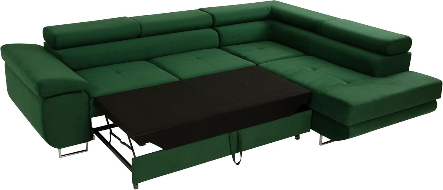 Mirjan24 Ecksofa Torezio mit Schlaffunktion, Bettkasten, Einstellbare Kopfstützen, L-Form Sofa 4-Sitzer, Manila 18, Rechts