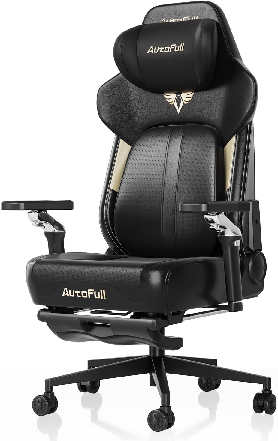 AutoFull M6 Ultra 2.0 Gaming-Stuhl Ergonomisch mit Massage, 720° Armlehnen, Lendenstütze, Kopfkissen, Schwarz