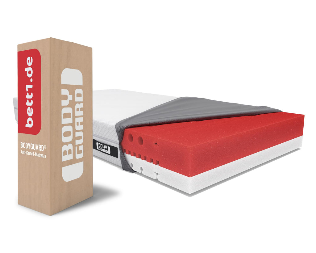 Bodyguard Anti-Kartell Matratze 80x200 cm, 2in1 Weich & Fest, QXSchaum, Ergonomiemodule, Bezug 60°C waschbar, Weiß