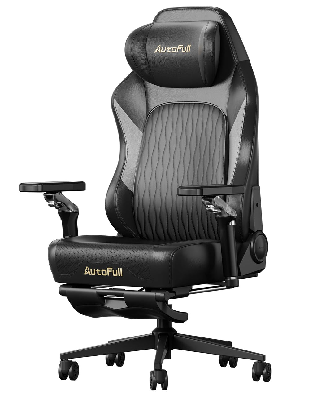 AutoFull M6 Ultra 2.0 Gaming-Stuhl Ergonomisch mit Massage, 720° Armlehnen, Lendenstütze, Kopfkissen, Schwarz
