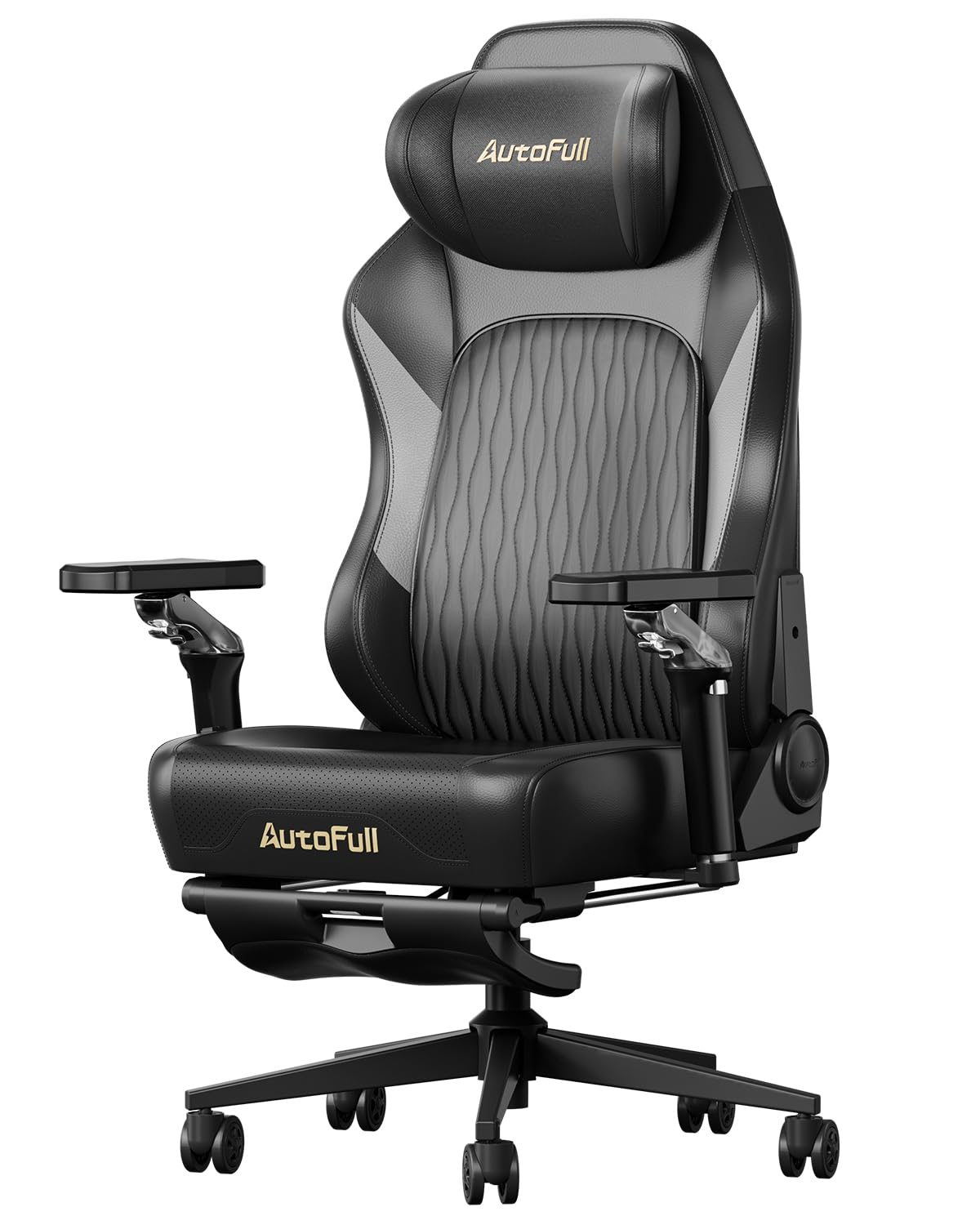 AutoFull M6 Ultra 2.0 Gaming-Stuhl Ergonomisch mit Massage, 720° Armlehnen, Lendenstütze, Kopfkissen, Schwarz
