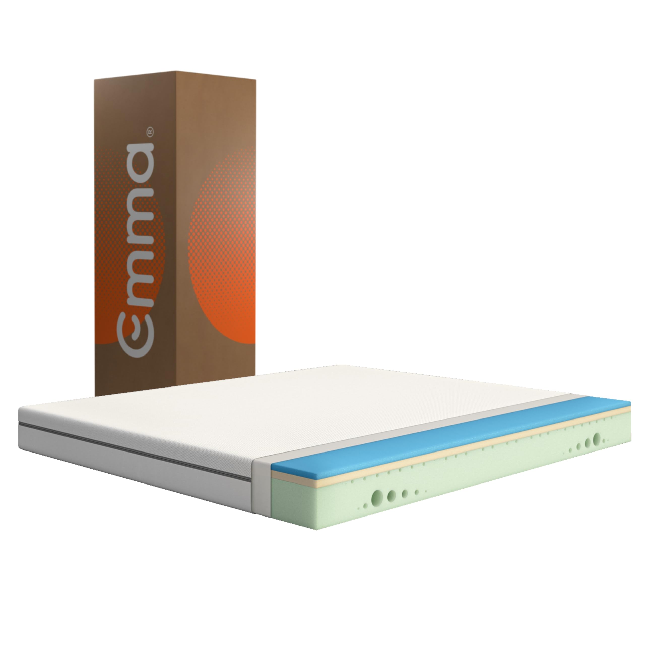 Emma One Kaltschaummatratze 180x200 cm, H2 Mittelhart, 3-Zonen-Stützung, Memory-Schaum, Atmungsaktiver Bezug Weiß