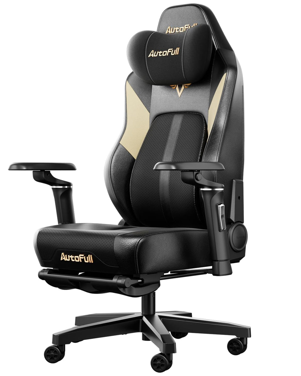 AutoFull M6 Ultra 2.0 Gaming-Stuhl Ergonomisch mit Massage, 720° Armlehnen, Lendenstütze, Kopfkissen, Schwarz