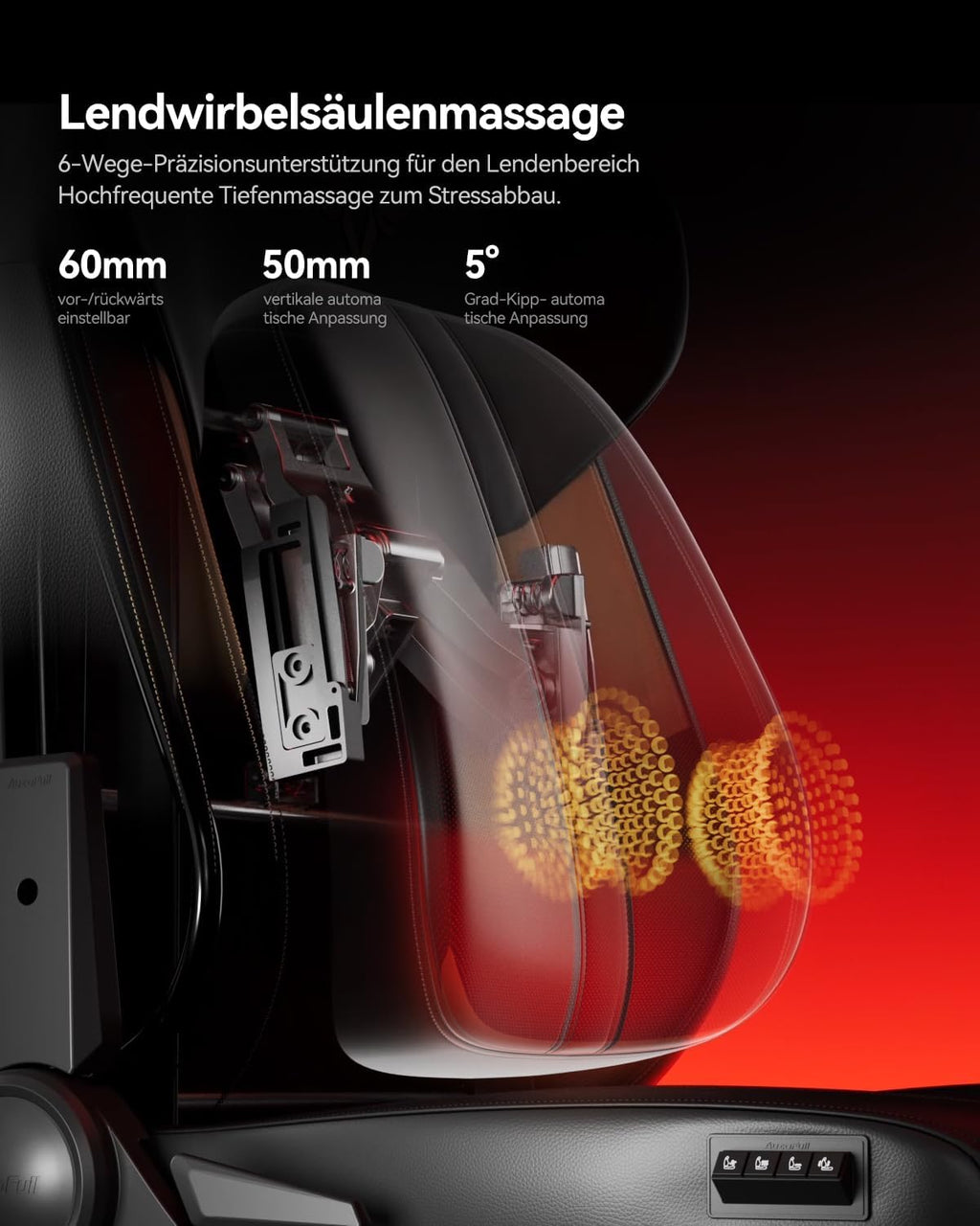 AutoFull M6 Ultra 2.0 Gaming-Stuhl Ergonomisch mit Massage, 720° Armlehnen, Lendenstütze, Kopfkissen, Schwarz