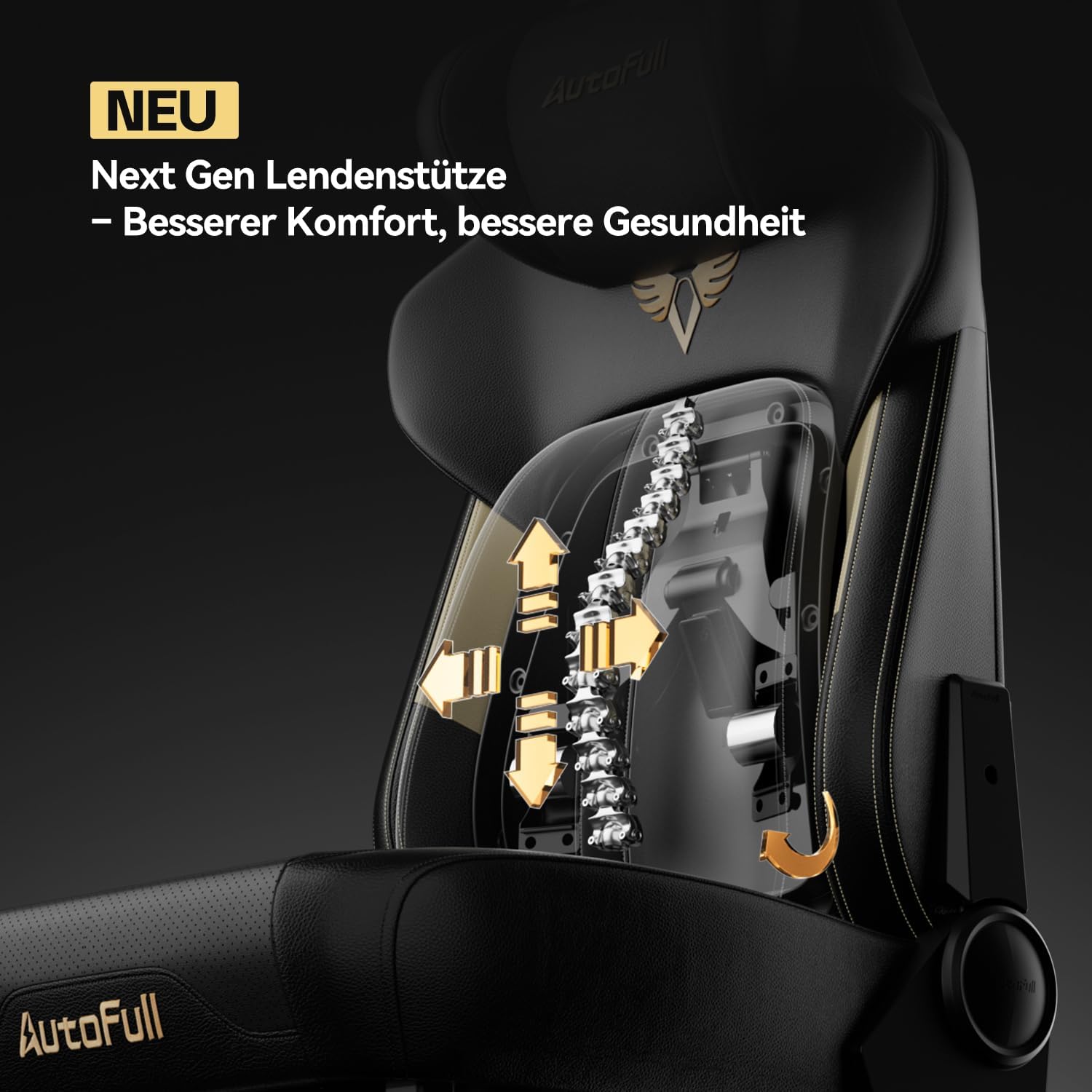 AutoFull M6 Ultra 2.0 Gaming-Stuhl Ergonomisch mit Massage, 720° Armlehnen, Lendenstütze, Kopfkissen, Schwarz