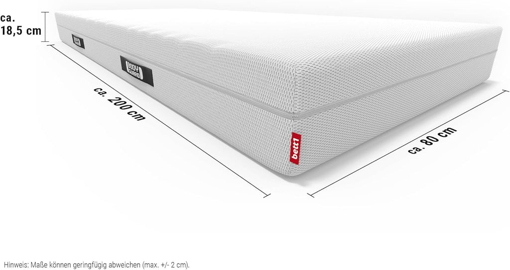 Bodyguard Anti-Kartell Matratze 80x200 cm, 2in1 Weich & Fest, QXSchaum, Ergonomiemodule, Bezug 60°C waschbar, Weiß