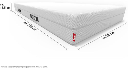 Bodyguard Anti-Kartell Matratze 80x200 cm, 2in1 Weich & Fest, QXSchaum, Ergonomiemodule, Bezug 60°C waschbar, Weiß