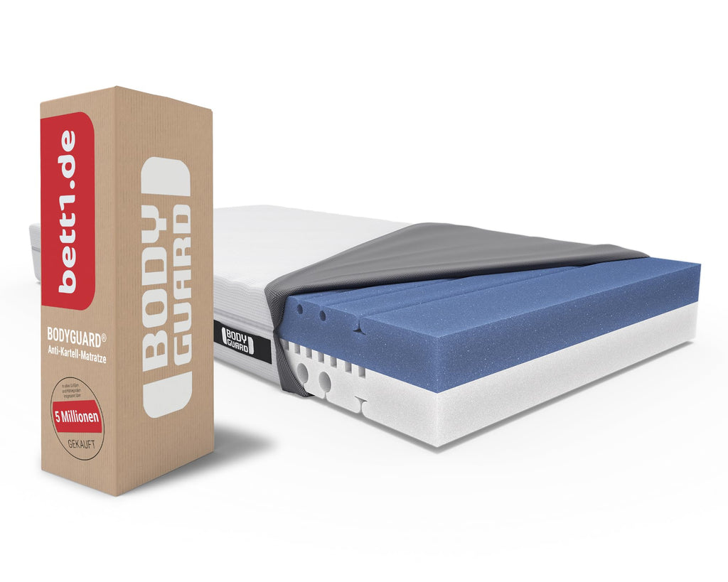 Bodyguard Anti-Kartell Matratze 80x200 cm, 2in1 Weich & Fest, QXSchaum, Ergonomiemodule, Bezug 60°C waschbar, Weiß