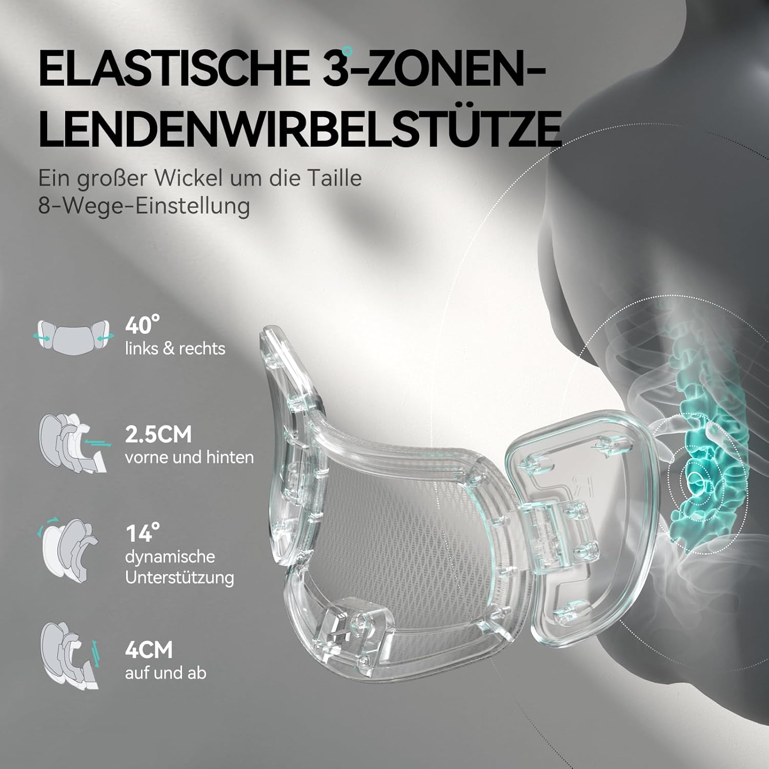 Hbada E3 Pro Ergonomischer Bürostuhl, 3-Zonen Lendenstütze, 4D Kopfstütze, 6D Armlehnen, Fußstütze, Schwarz