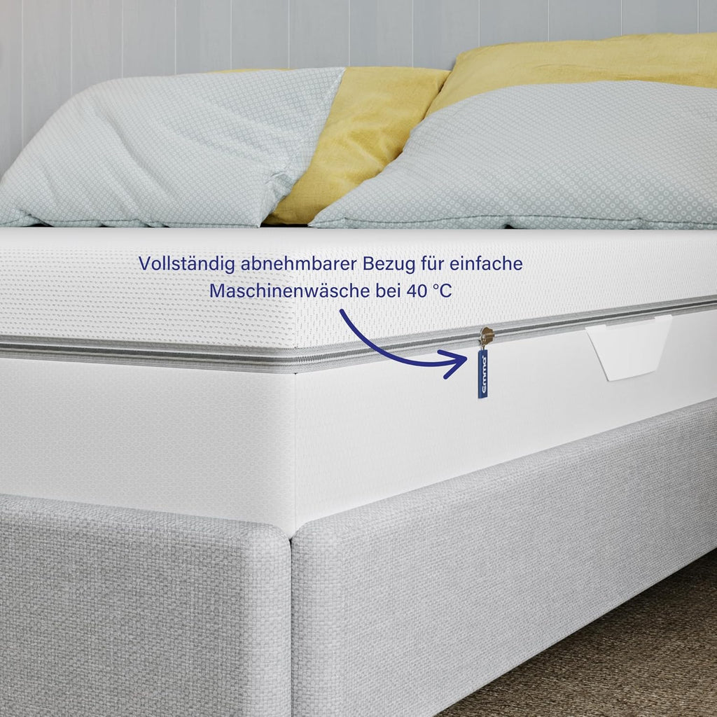 Emma One Kaltschaummatratze 180x200 cm, H2 Mittelhart, 3-Zonen-Stützung, Memory-Schaum, Atmungsaktiver Bezug Weiß