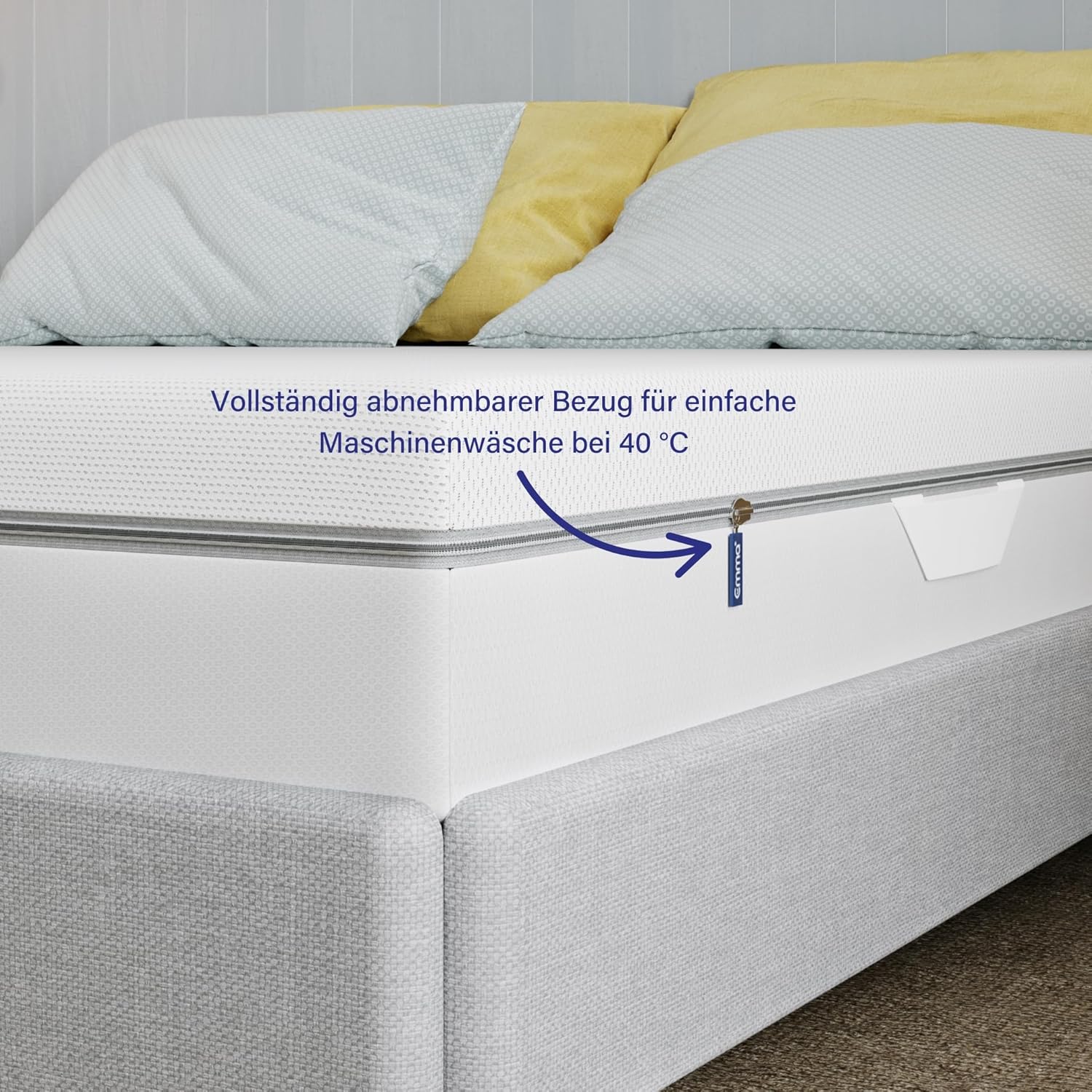 Emma One Kaltschaummatratze 180x200 cm, H2 Mittelhart, 3-Zonen-Stützung, Memory-Schaum, Atmungsaktiver Bezug Weiß