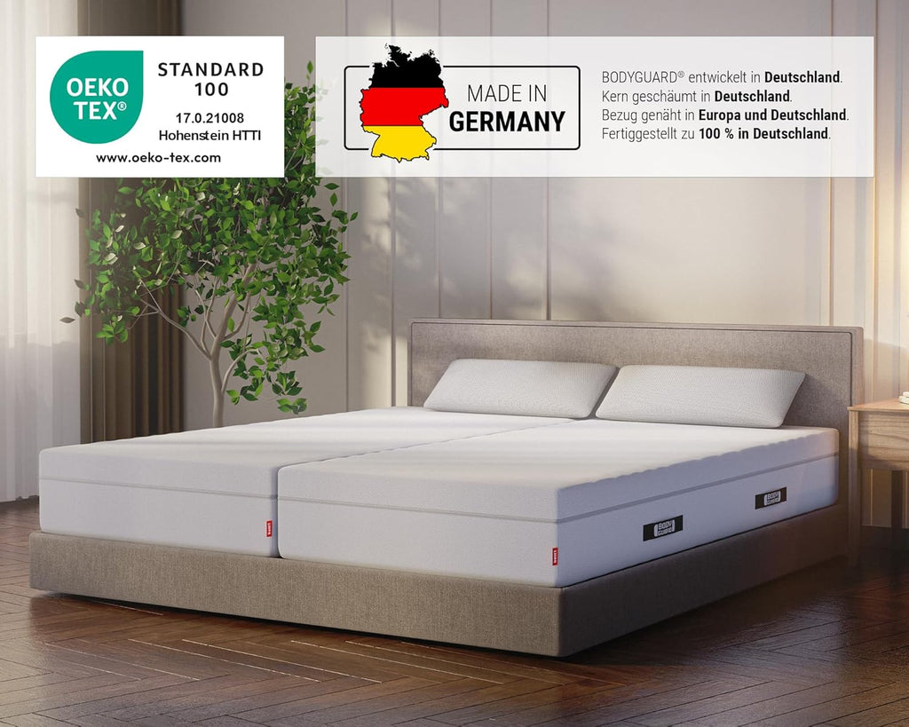 Bodyguard Bett1 Boxspring-Matratze 140x200, 28 cm Höhe, 2in1 mittelfest & fest, Vollschaum, Weiß