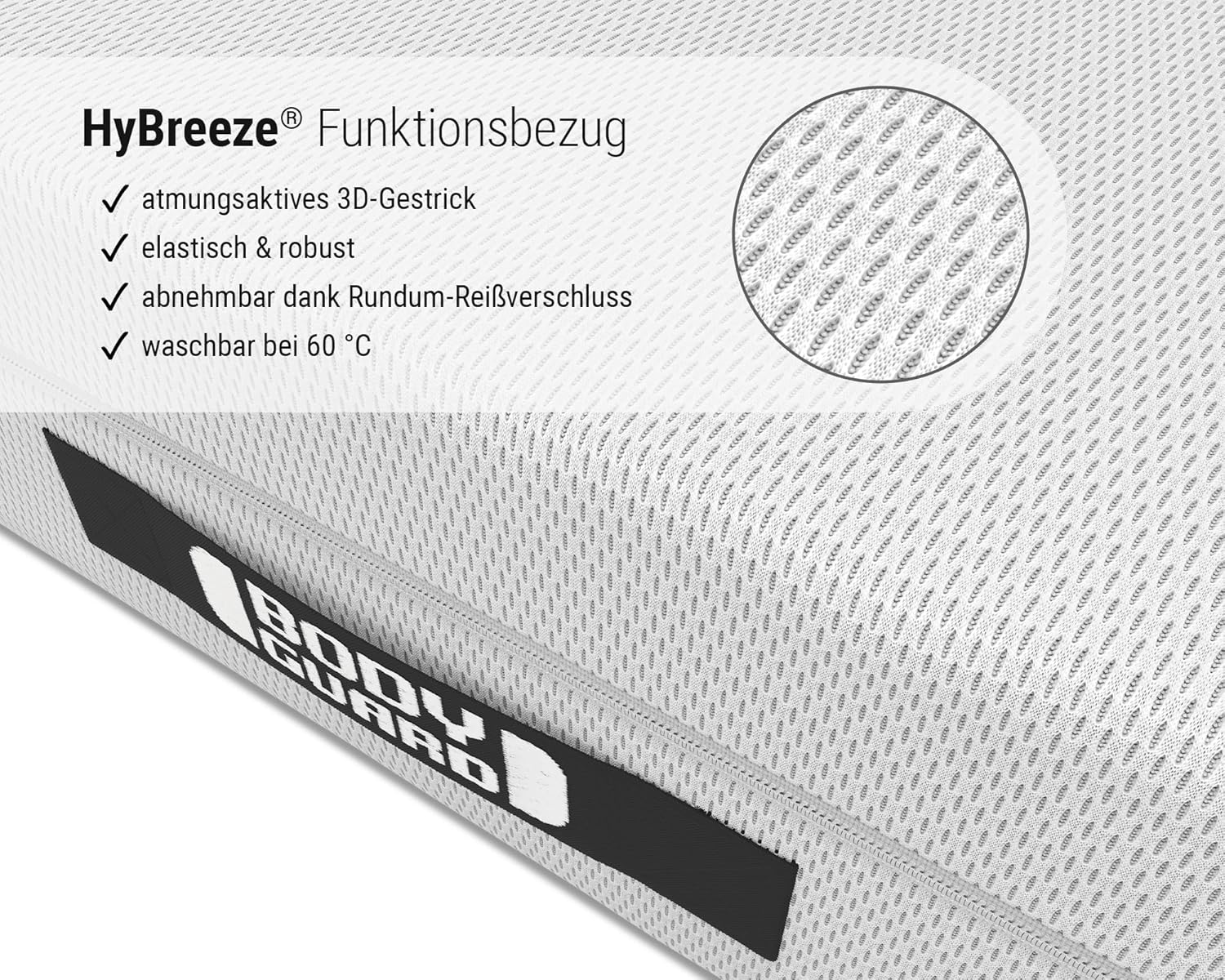 Bodyguard Bett1 Boxspring-Matratze 140x200, 28 cm Höhe, 2in1 mittelfest & fest, Vollschaum, Weiß