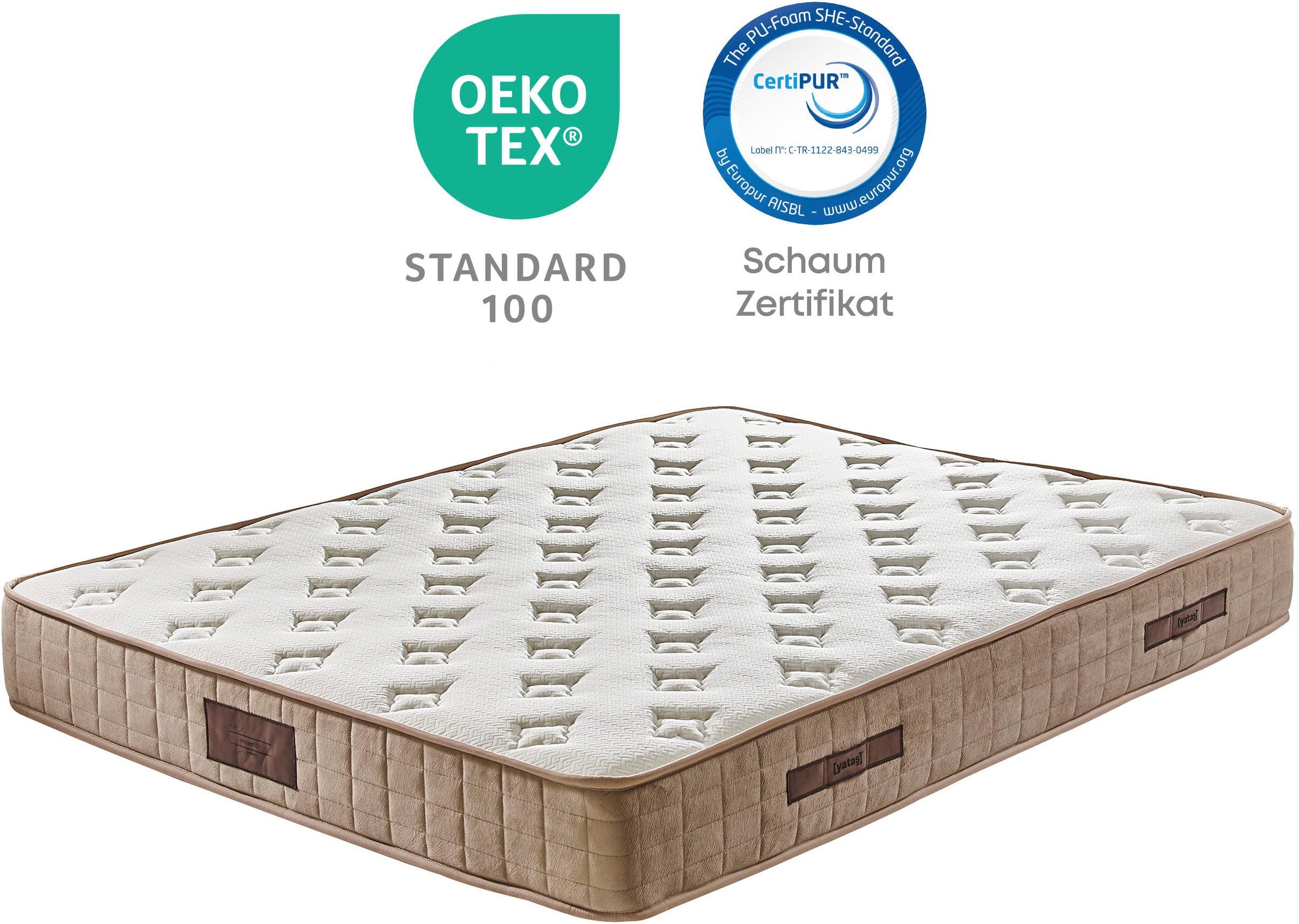 Yatas Majestät Luxus Bonnellfederkernmatratze 140x200 cm H3, 30 cm hoch, Ergonomisch, Atmungsaktiv, CertiPUR & Oeko-TEX